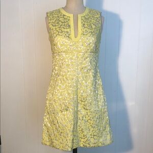 Diane Von Furstenberg Yellow Sleeveless A-Line Mini Dress